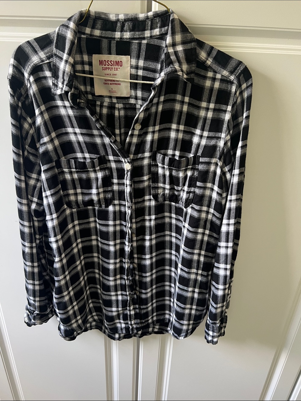 Mossimo Supply Co. Black and White Plaid Shirt